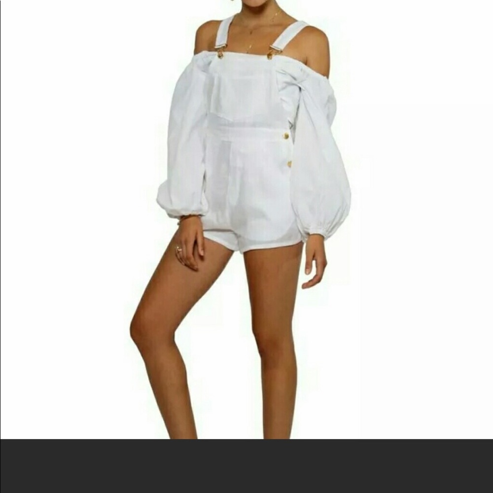 SSO by Danielle White Linen Overalls